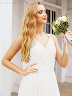 Baoleely Halter Chiffon Bridesmaid Dresses Wedding Appare Sleeveless Formal Prom Dress with Ruffled Back 28035