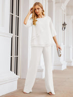 Baoleely Élégante robe mère de la mariée 2 pièces, grande taille, pantalon, volants, couches argentées, peignoir 28064