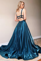Satin Spaghetti Straps A-Line Prom Dress