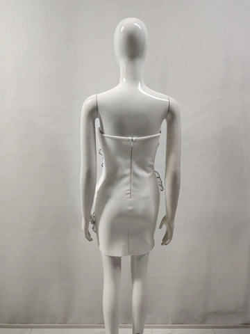 Vestido ajustado mini sin tirantes de alta calidad para mujer, sexy, con estampado floral negro, ideal para fiestas nocturnas, cumpleaños o cócteles.