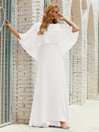 Vestido de dama de honor Sunderly para mujer, manga larga, cuello en V, de gasa, vestido formal de fiesta de boda SY28018