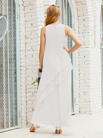 Vestido largo de gasa de talla grande para la madre de la novia, vestido de gala para dama de honor, vestido de graduación SY28019