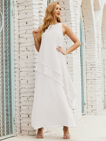 Vestido largo de gasa de talla grande para la madre de la novia, vestido de gala para dama de honor, vestido de graduación SY28019