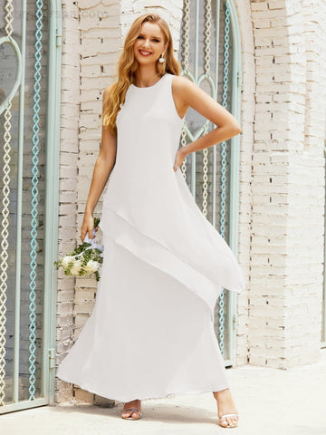 Vestido largo de gasa de talla grande para la madre de la novia, vestido de gala para dama de honor, vestido de graduación SY28019