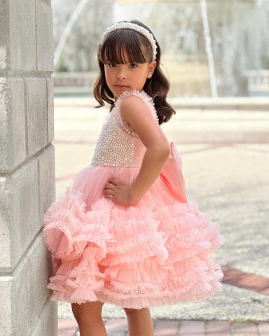 Vestido de princesa/vestido de tul hasta la rodilla para bebé niña 
