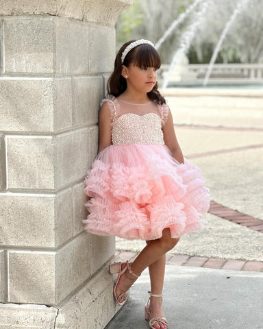 Vestido de princesa/vestido de tul hasta la rodilla para bebé niña 