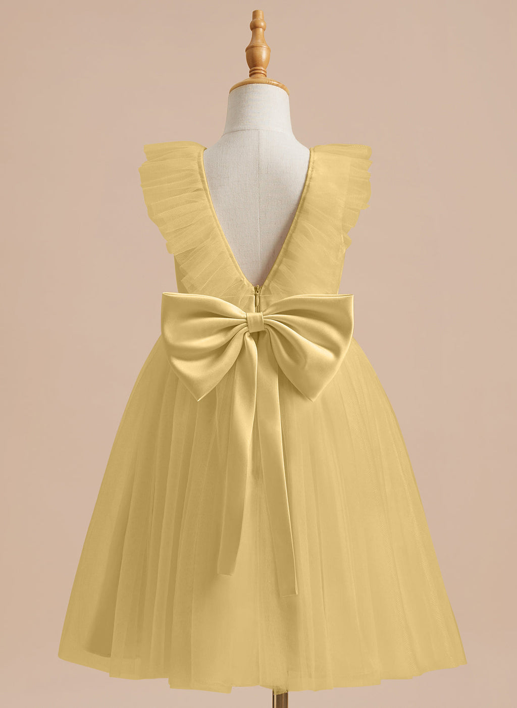 Vestido de niña de las flores de corte A, de satén y tul, hasta la rodilla 