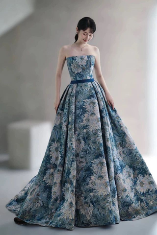 Vestido largo de fiesta con mangas desmontables de estilo nuevo. Vestido de noche formal único Y6081