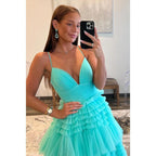Vestido de fiesta con escote en V, tirantes finos y purpurina, vestido de noche 