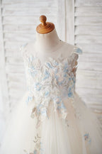 Vestido de princesa/vestido de niña de las flores de encaje y tul 