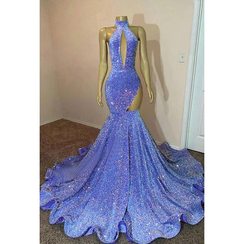 Glamorous & Dramatic High Neck Sleeveless Ruffles Mermaid Sleeveless Prom Dress