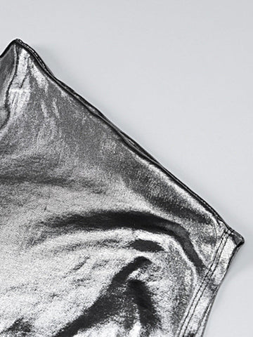 Vestidos de noche ajustados, asimétricos, brillantes, de color liso, con abertura en la entrepierna y un solo hombro. 