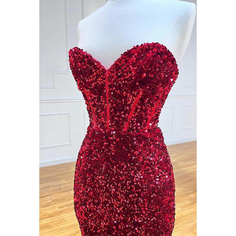 Vestido de fiesta largo con lentejuelas y brillantes de corte tubo/columna 