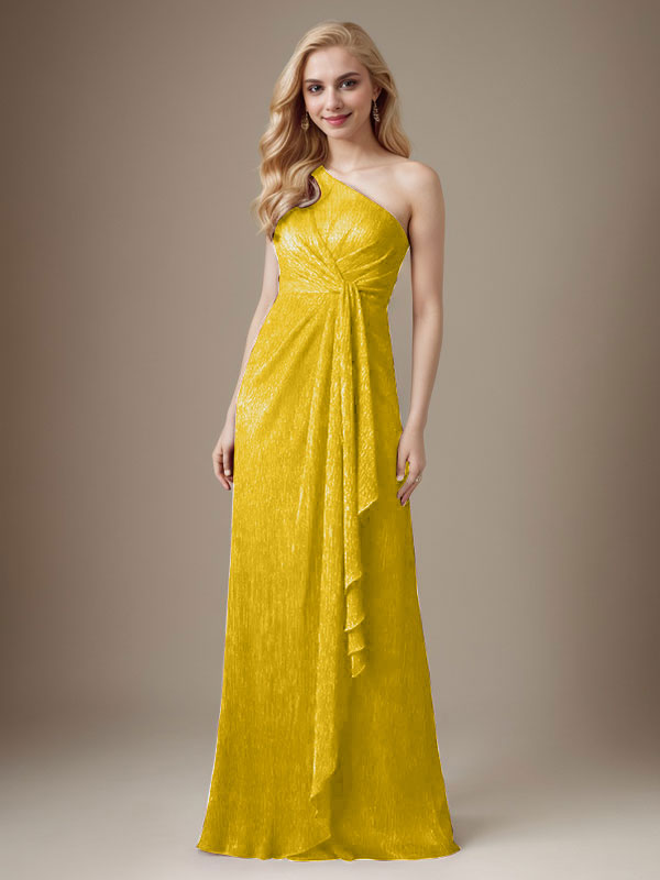 Vestido Ruby Sheath de malla metálica con un solo hombro para la madre de la novia
