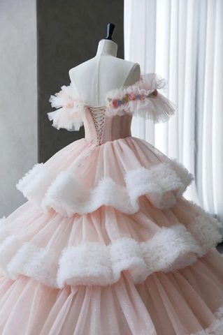 Vestido de quinceañera dulce con capas de tul plisado de hadas Y7702