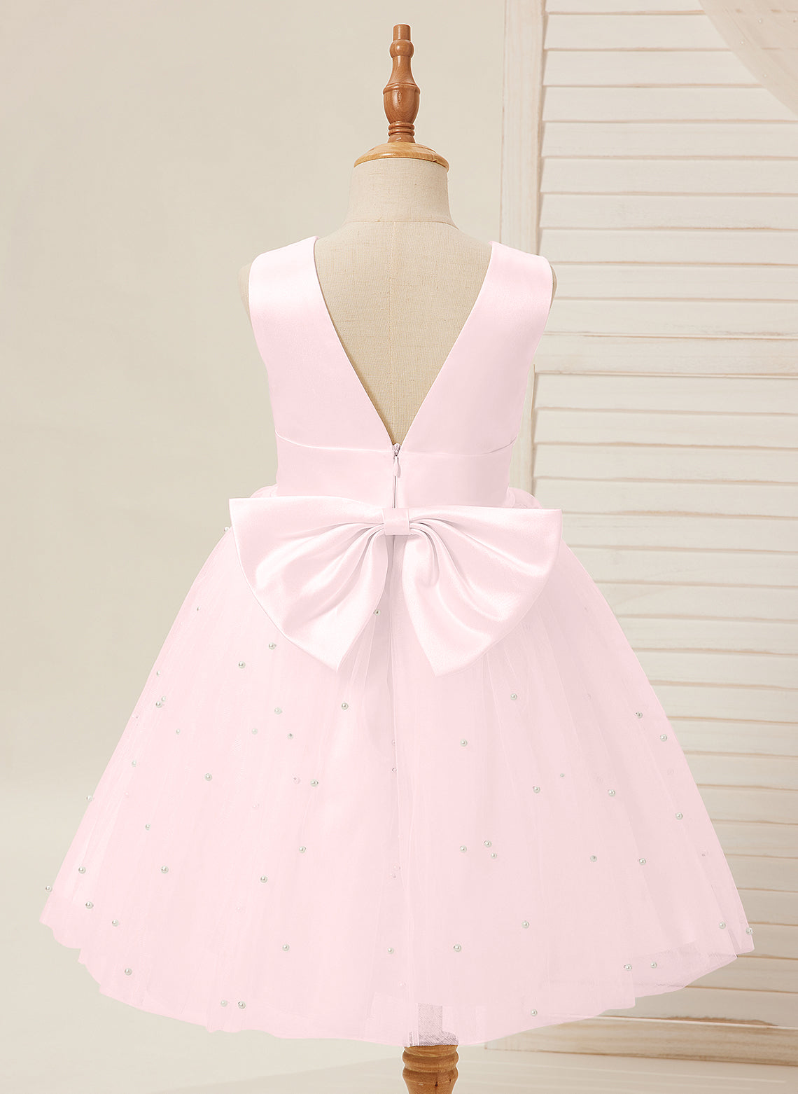Vestido de princesa/vestido de princesa de satén y tul hasta la rodilla para niña de las flores 