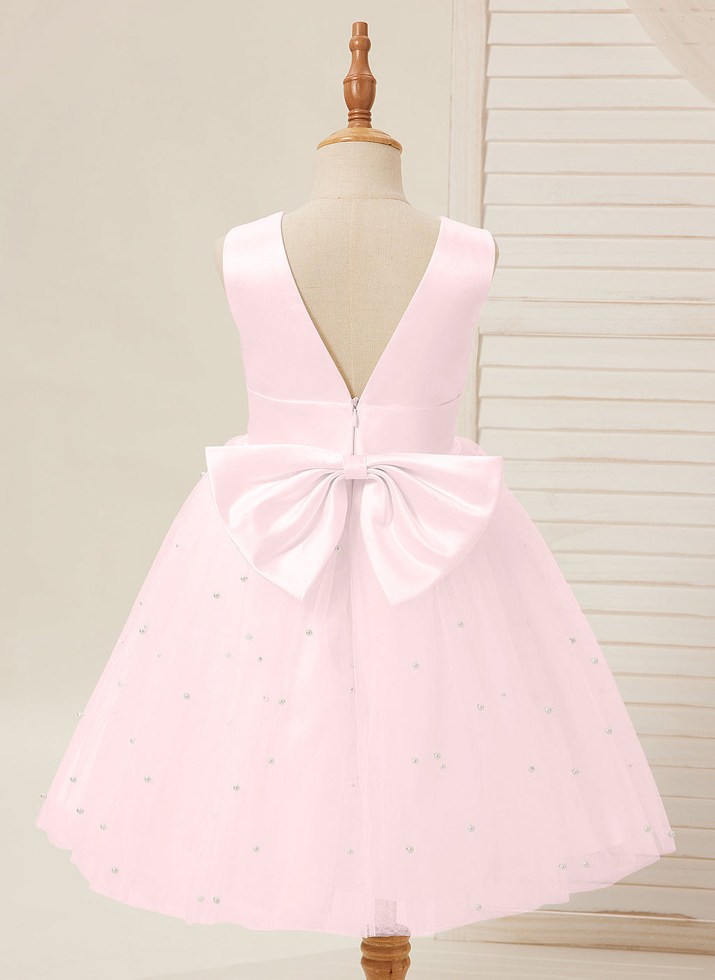 Vestido de princesa/vestido de princesa de satén y tul hasta la rodilla para niña de las flores 