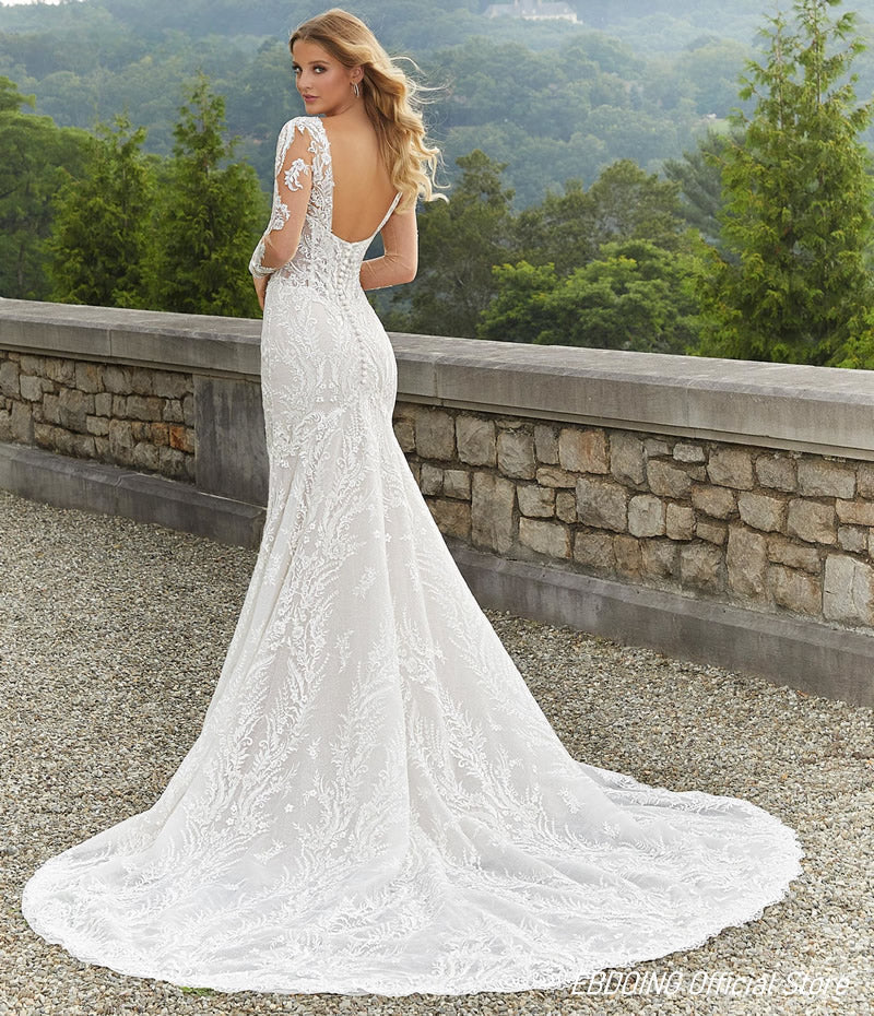 Wedding Dress Mermaid Lace Sweetheart Neckline With Detachable Full Sleeves Custom Made Plus Sizes Vestidos De Novia