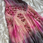 Precioso vestido de noche de gasa con tirantes finos y cuentas, estilo sirena, modelo Y8222