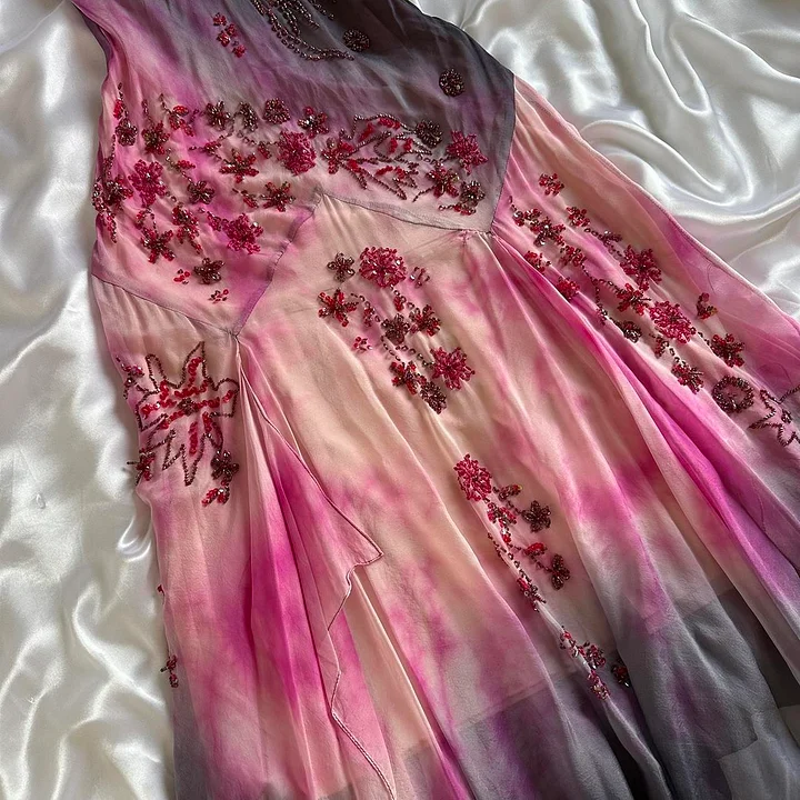Precioso vestido de noche de gasa con tirantes finos y cuentas, estilo sirena, modelo Y8222