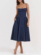 Robe midi bustier à col en V 