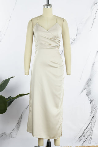 Robe de soirée sexy et simple, dos nu, col en V (4 couleurs) 