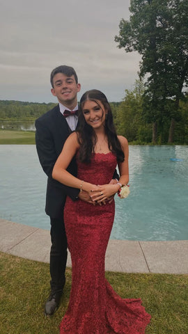 Robe de bal sirène en dentelle, dos croisé, charmante robe de soirée Y142