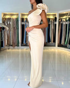 Mermaid Evening Dress One Shoulder Sleeveless With Split