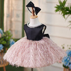 Vestido de satén hasta la rodilla para fiesta de primer cumpleaños de niña