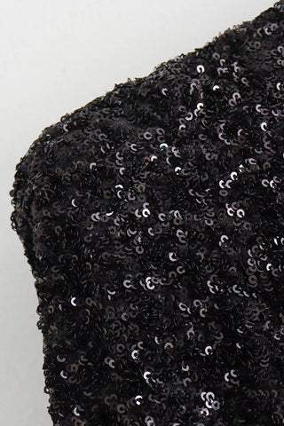 Robes de soirée élégantes à sequins unis dos nu et col rond 