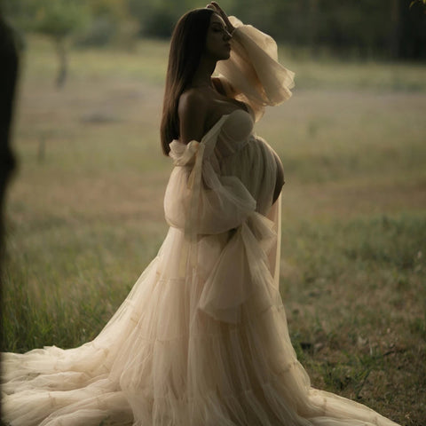 Vestido de tul plisado para embarazadas, vestido para sesión de fotos de embarazadas, vestido para baby shower