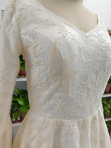 Robe de soirée vintage en dentelle appliquée, coupe trapèze, longue, Y8371
