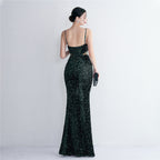 Bottom Sequin Suspender Party Sequined Dress Long Banquet Slim Fit Evening Dress Elegant