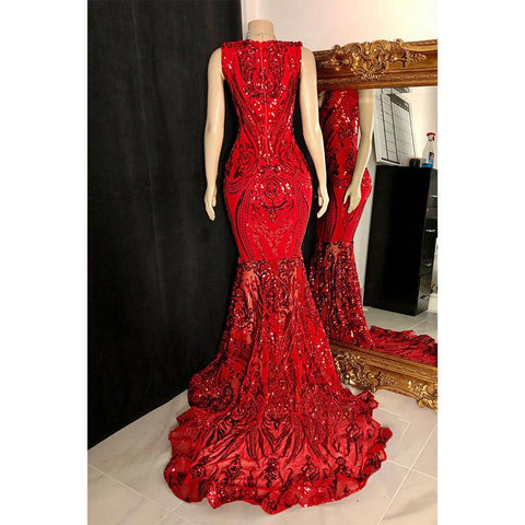 Robe de bal sirène sexy à col en V et paillettes appliquées pour fille noire à couper le souffle