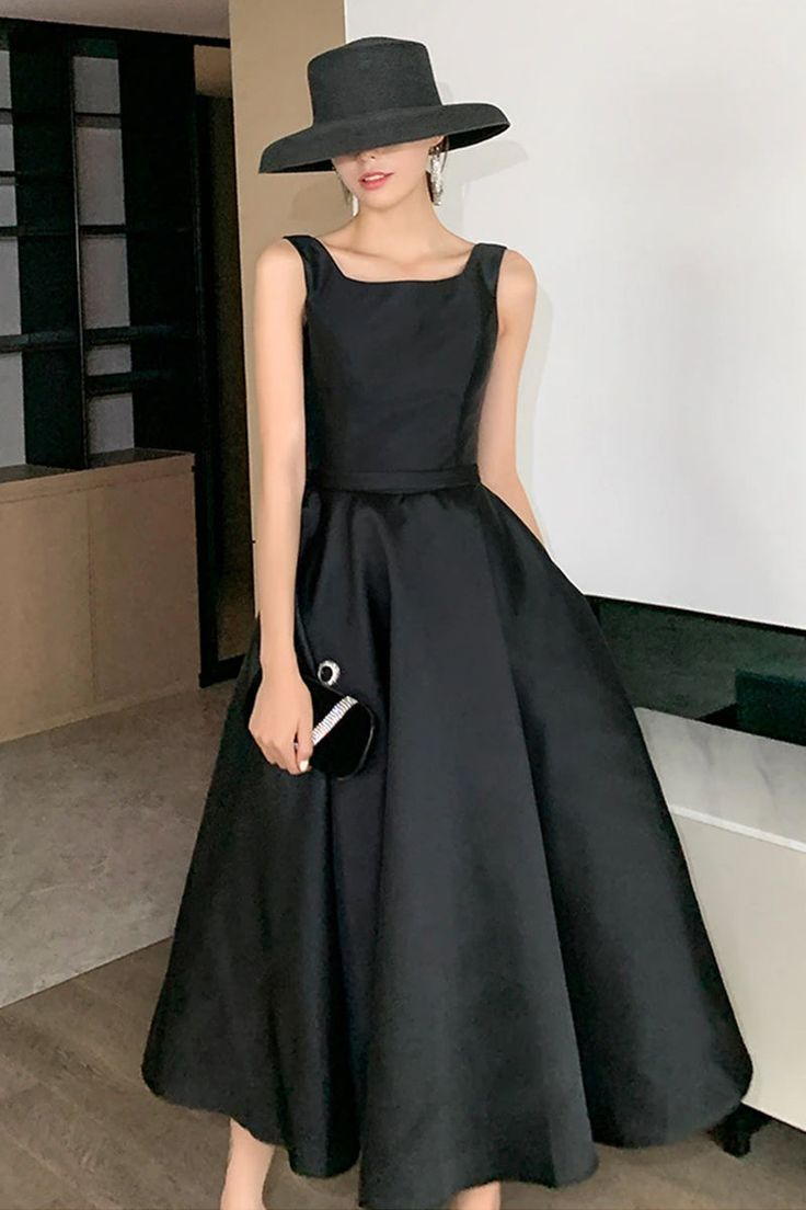 Elegante vestido negro de fiesta, cumpleaños o gala, sin espalda, con gran lazo, ideal para invitadas a eventos nocturnos y fiestas de verano (Y5790)
