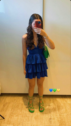 Vestido de fiesta sexy con tirantes finos, escote en V y bajo con volantes en capas Y2137