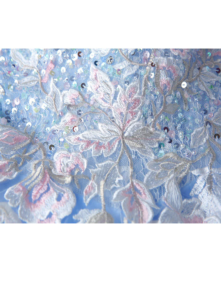 Vestido de quinceañera azul con hombros descubiertos, vestido de baile azul Y52