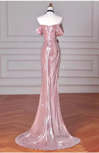 Elegante vestido largo de sirena con hombros descubiertos para fiesta de graduación, vestido rosa de cumpleaños/noche Y8068