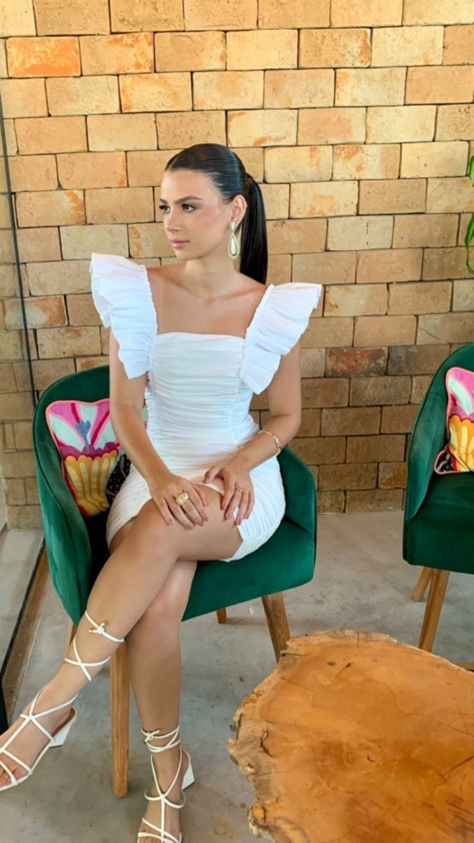 Vestido blanco de fiesta con pliegues, vestido de cóctel blanco sexy Y2146