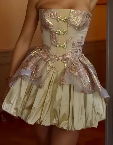 Vestido corto de fiesta sin tirantes, vestido bonito para baile de bienvenida, vestido de cumpleaños Y7775