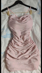 Robe rose à fines bretelles, robe de soirée rose sexy Y2036