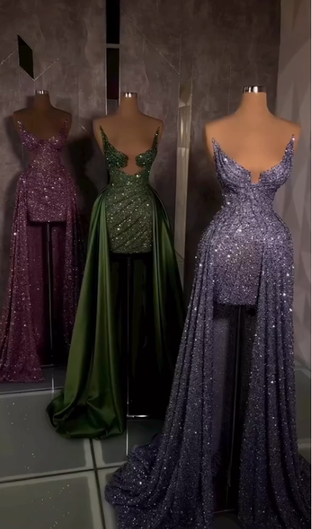 Vestido de noche de fiesta con lentejuelas brillantes Y8369