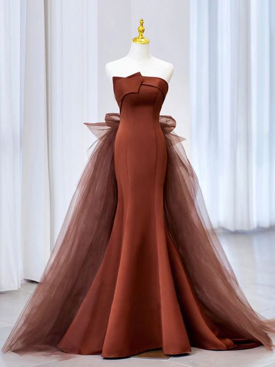 Robe de bal longue sirène en tulle et satin Y6627