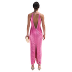 Robe de bal longue sirène rose dos nu, robe de soirée formelle Y8477