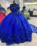 Vestido de quinceañera azul real estilo princesa para fiesta de graduación o baile de 16 años, con cola, ideal para niñas. Largo de noche, Y2479