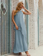 Vestido largo de gasa de talla grande para la madre de la novia, vestido de gala para dama de honor, vestido de graduación SY28019