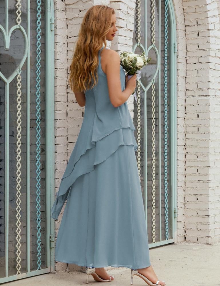 Vestido largo de gasa de talla grande para la madre de la novia, vestido de gala para dama de honor, vestido de graduación SY28019