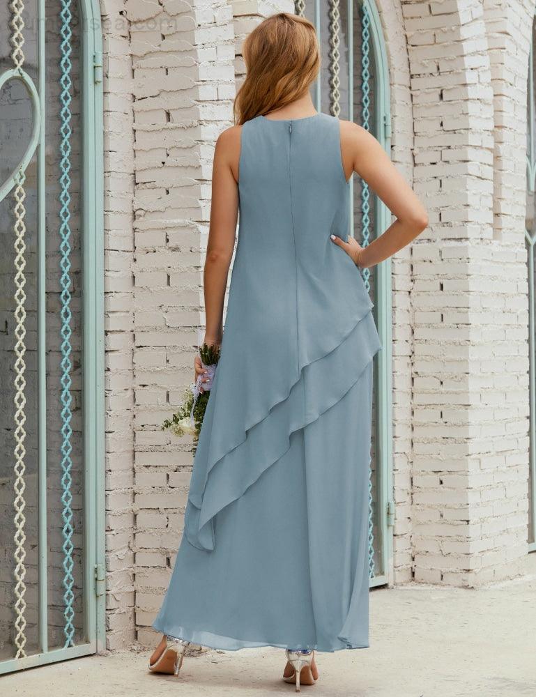 Vestido largo de gasa de talla grande para la madre de la novia, vestido de gala para dama de honor, vestido de graduación SY28019