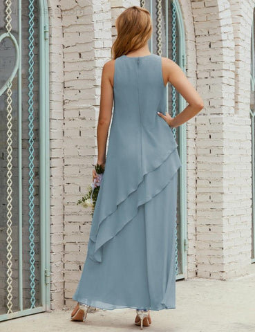 Vestido largo de gasa de talla grande para la madre de la novia, vestido de gala para dama de honor, vestido de graduación SY28019