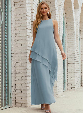 Vestido largo de gasa de talla grande para la madre de la novia, vestido de gala para dama de honor, vestido de graduación SY28019